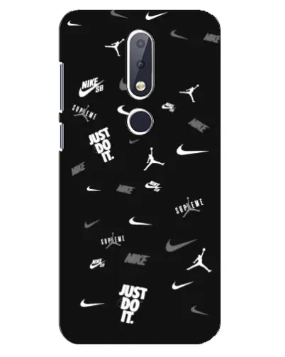 Чехол для Nokia 6.1 Plus с картинкой «Nike Black Pattern»
