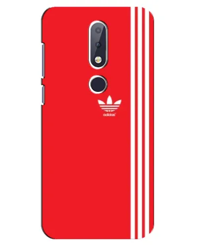 Чехол для Nokia 6.1 Plus с картинкой «Красный минимализм Adidas»