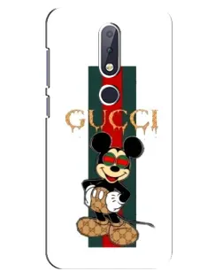 Чохол для Nokia 6.1 Plus з картинкою «Міккі Маус Gucci — смуги»