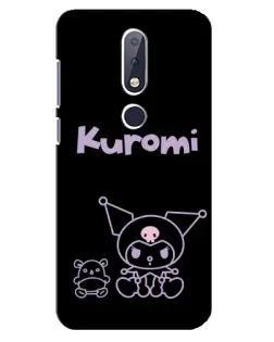 Чехол для Nokia 6.1 Plus с картинкой «Kuromi — черный минимализм»