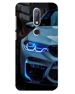 Чехол для Nokia 6.1 Plus с картинкой «Взгляд BMW с синими фарами»
