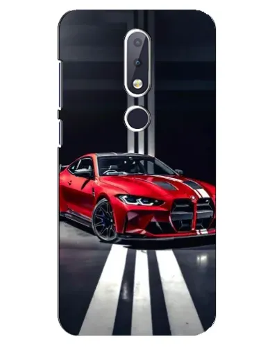 Чехол для Nokia 6.1 Plus с картинкой «Красная BMW на дороге»