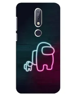 Чехол для Nokia 6.1 Plus с картинкой «Among Us неон-арт»