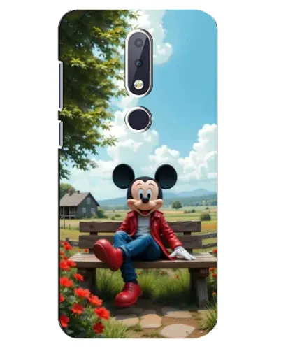 Чехол для Nokia 6.1 Plus с картинкой «Микки на скамейке»