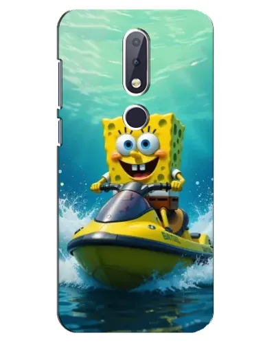 Чехол для Nokia 6.1 Plus с картинкой «Спанч Боб на гидроцикле»