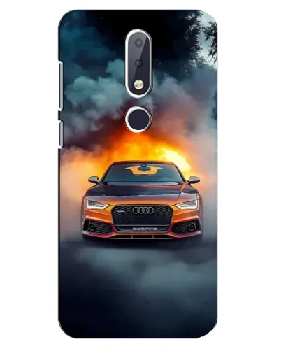Чехол для Nokia 6.1 Plus с картинкой «Audi в огненном дыму»