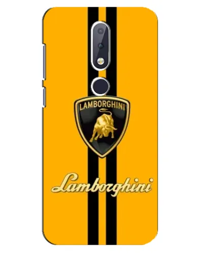Чехол для Nokia 6.1 Plus с картинкой «Lamborghini Stripe желтый»