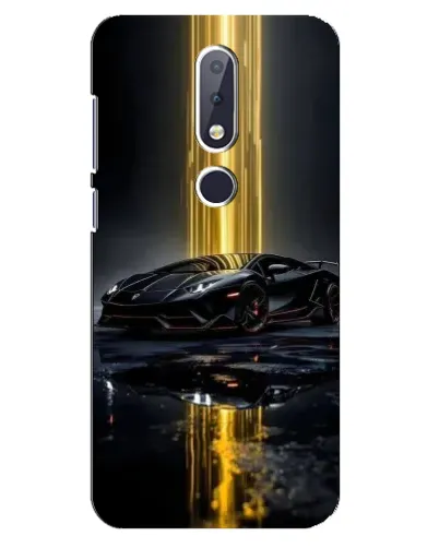 Чехол для Nokia 6.1 Plus с картинкой «Ночной Lamborghini драйв»