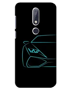 Чехол для Nokia 6.1 Plus с картинкой «Голубой силуэт Lamborghini» Чехол для Nokia 6.1 Plus с картинкой «Голубой силуэт Lamborghini»