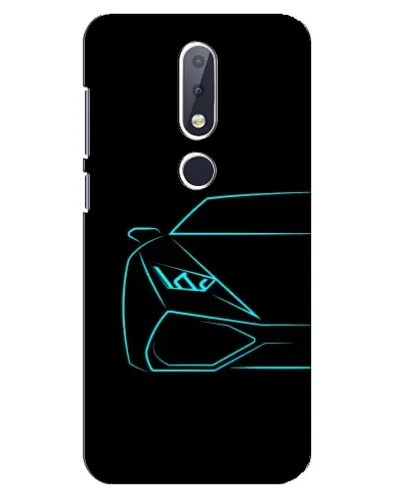 Чехол для Nokia 6.1 Plus с картинкой «Голубой силуэт Lamborghini»