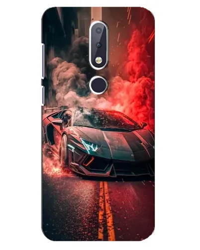 Чехол для Nokia 6.1 Plus с картинкой «Lamborghini красный дым»