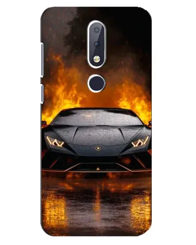 Чехол для Nokia 6.1 Plus с картинкой «Lamborghini в огне»