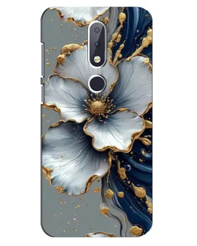 Чехол для Nokia 6.1 Plus с картинкой «Белый цветок и золотой флюид» Чехол для Nokia 6.1 Plus с картинкой «Белый цветок и золотой флюид»