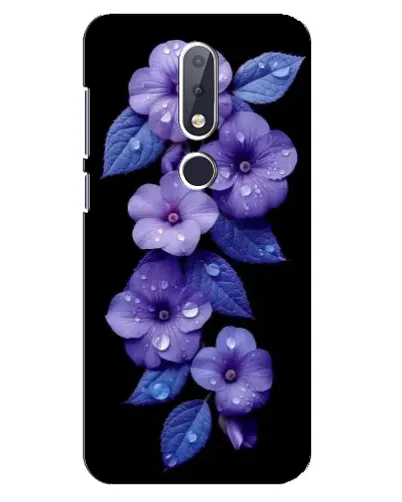 Чехол для Nokia 6.1 Plus с картинкой «Фиолетовые цветы с росою»