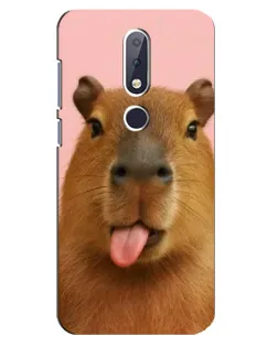 Чехол для Nokia 6.1 Plus с картинкой «Капибара с языком»