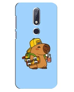 Чехол для Nokia 6.1 Plus с картинкой «Капибара на скейте»