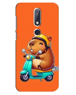 Чехол для Nokia 6.1 Plus с картинкой «Капибара на скутере»
