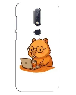 Чехол для Nokia 6.1 Plus с картинкой «Капибара с ноутбуком»