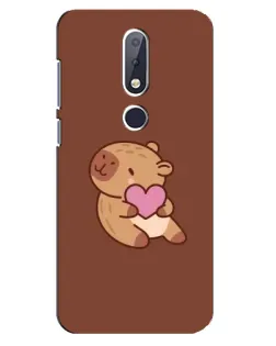 Чехол для Nokia 6.1 Plus с картинкой «Капибара с сердцем»
