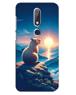 Чехол для Nokia 6.1 Plus с картинкой «Закат солнца с капибарой»
