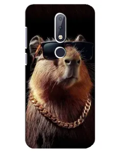 Чехол для Nokia 6.1 Plus с картинкой «Капибара золотая цепь»