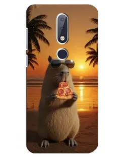 Чехол для Nokia 6.1 Plus с картинкой «Капибара с пиццей»