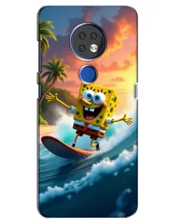 Чехол для Nokia 6.2 (2019) с картинкой «Губка Боб серфингист»