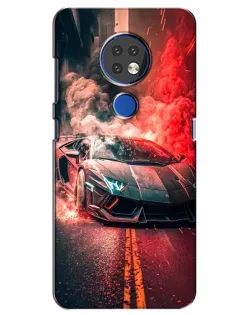Чехол для Nokia 6.2 (2019) с картинкой «Lamborghini красный дым»
