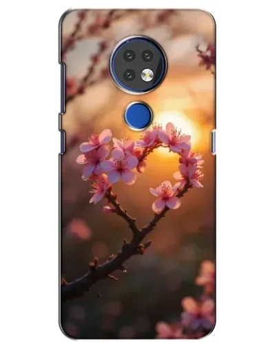 Чехол для Nokia 6.2 (2019) с картинкой «Розовый цвет сердце на фоне заката» Чехол для Nokia 6.2 (2019) с картинкой «Розовый цвет сердце на фоне заката»