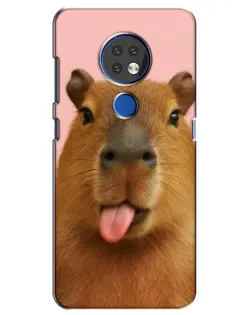 Чехол для Nokia 6.2 (2019) с картинкой «Капибара с языком»