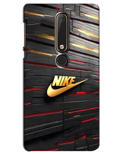 Чехол для Nokia 6 2018 с картинкой «Золотой Nike на металле»