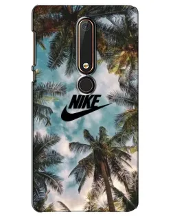 Чехол для Nokia 6 2018 с картинкой «Тропический принт Nike» Чехол для Nokia 6 2018 с картинкой «Тропический принт Nike»