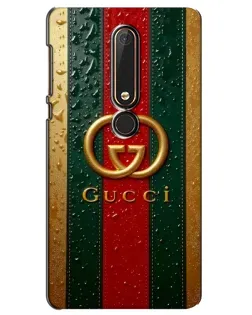 Чехол для Nokia 6 2018 с картинкой «Gucci — фирменная полоса и золото» Чехол для Nokia 6 2018 с картинкой «Gucci — фирменная полоса и золото»