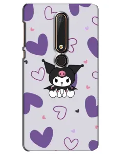 Чехол для Nokia 6 2018 с картинкой «Kuromi и лавандовые сердца»