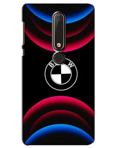 Чехол для Nokia 6 2018 с картинкой «Логотип BMW и неоновые дуги»