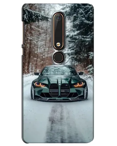 Чехол для Nokia 6 2018 с картинкой «BMW в зимнем лесу»