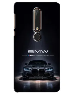 Чехол для Nokia 6 2018 с картинкой «BMW сквозь ночной город»