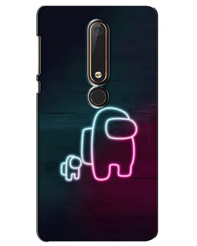 Чехол для Nokia 6 2018 с картинкой «Among Us неон-арт» Чехол для Nokia 6 2018 с картинкой «Among Us неон-арт»