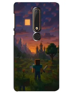 Чехол для Nokia 6 2018 с картинкой «Стив у башни» Чехол для Nokia 6 2018 с картинкой «Стив у башни»