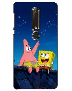 Чехол для Nokia 6 2018 с картинкой «Губка Боб и Патрик ночью» Чехол для Nokia 6 2018 с картинкой «Губка Боб и Патрик ночью»
