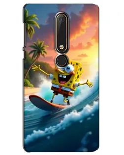 Чехол для Nokia 6 2018 с картинкой «Губка Боб серфингист» Чехол для Nokia 6 2018 с картинкой «Губка Боб серфингист»