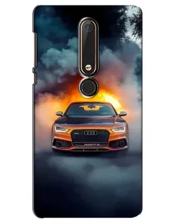 Чохол для Nokia 6 2018 з картинкою «Audi у вогняному диму»