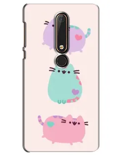 Чехол для Nokia 6 2018 с картинкой «Pusheen трио»