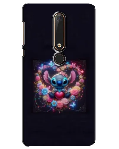 Чехол для Nokia 6 2018 с картинкой «Stitch в цветах» Чехол для Nokia 6 2018 с картинкой «Stitch в цветах»
