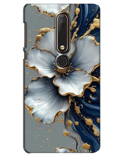 Чехол для Nokia 6 2018 с картинкой «Белый цветок и золотой флюид» Чехол для Nokia 6 2018 с картинкой «Белый цветок и золотой флюид»