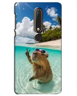 Чехол для Nokia 6 2018 с картинкой «Капибара на море»