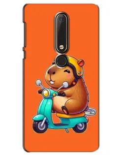 Чехол для Nokia 6 2018 с картинкой «Капибара на скутере»