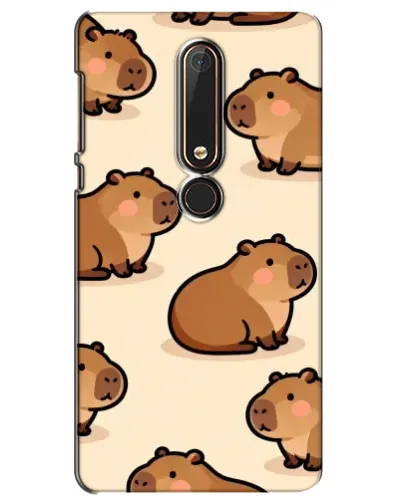 Чехол для Nokia 6 2018 с картинкой «Паттерн милых капибар» Чехол для Nokia 6 2018 с картинкой «Паттерн милых капибар»