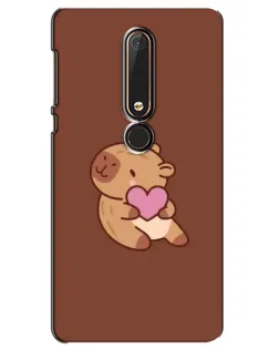 Чехол для Nokia 6 2018 с картинкой «Капибара с сердцем»