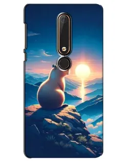 Чехол для Nokia 6 2018 с картинкой «Закат солнца с капибарой»